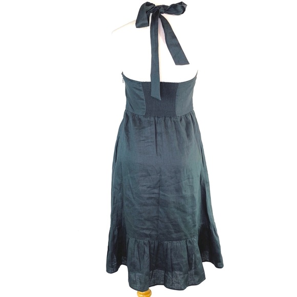Vintage J. Crew 100% Linen Halter Top Dress Ruffled lined - Picture 5 of 7